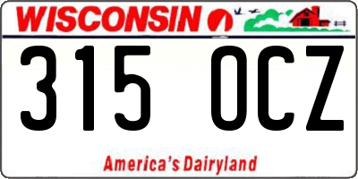 WI license plate 315OCZ