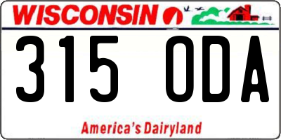 WI license plate 315ODA