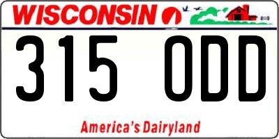 WI license plate 315ODD