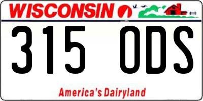 WI license plate 315ODS
