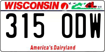 WI license plate 315ODW