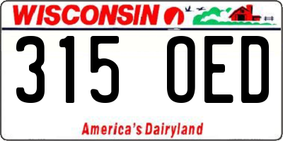 WI license plate 315OED