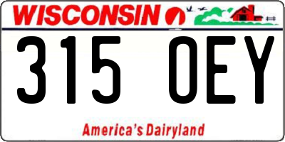 WI license plate 315OEY