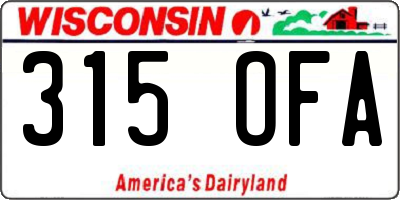 WI license plate 315OFA
