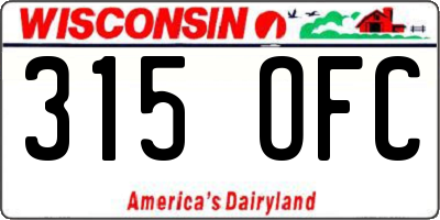 WI license plate 315OFC