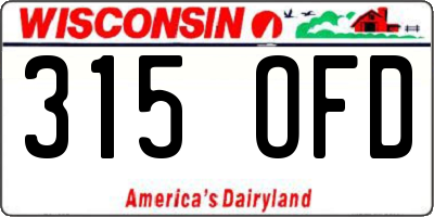 WI license plate 315OFD