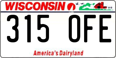 WI license plate 315OFE