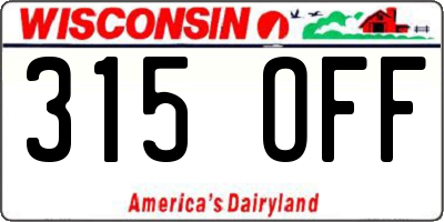 WI license plate 315OFF