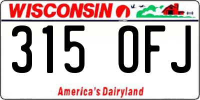WI license plate 315OFJ
