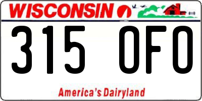 WI license plate 315OFO