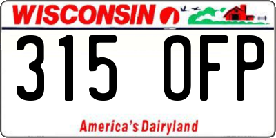 WI license plate 315OFP