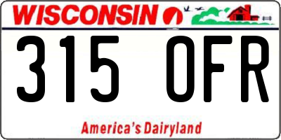 WI license plate 315OFR