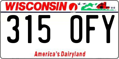 WI license plate 315OFY