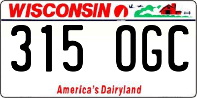 WI license plate 315OGC