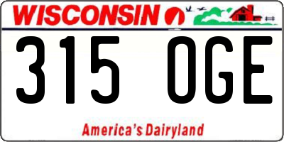 WI license plate 315OGE