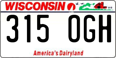 WI license plate 315OGH