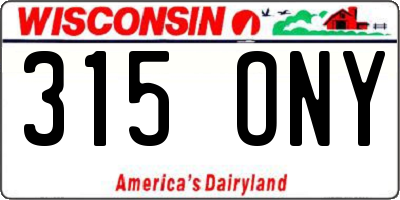 WI license plate 315ONY