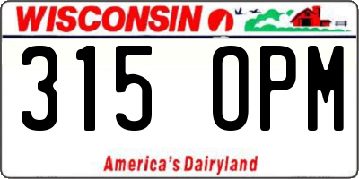 WI license plate 315OPM