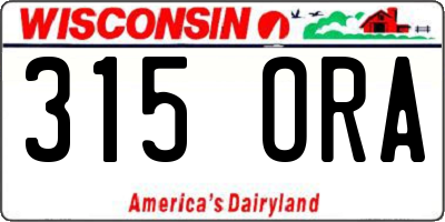 WI license plate 315ORA