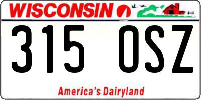 WI license plate 315OSZ