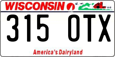 WI license plate 315OTX