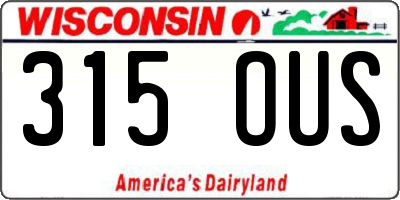 WI license plate 315OUS