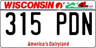 WI license plate 315PDN