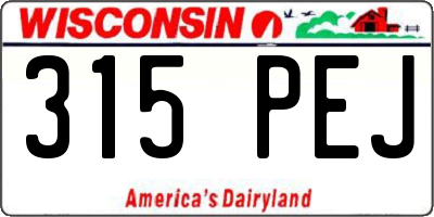 WI license plate 315PEJ