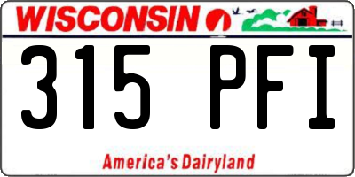 WI license plate 315PFI