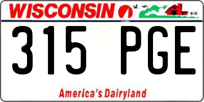 WI license plate 315PGE
