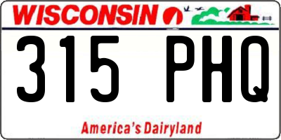 WI license plate 315PHQ