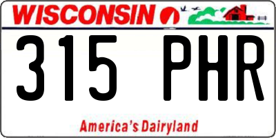 WI license plate 315PHR