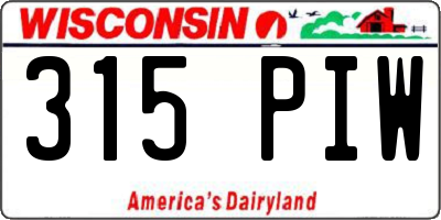WI license plate 315PIW