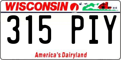 WI license plate 315PIY