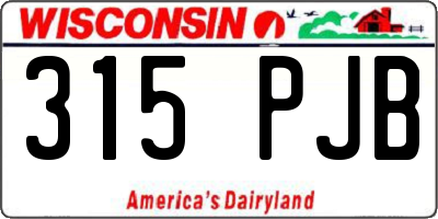 WI license plate 315PJB