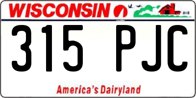 WI license plate 315PJC