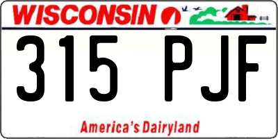WI license plate 315PJF