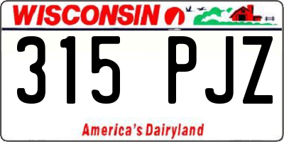 WI license plate 315PJZ