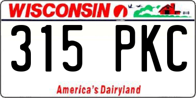 WI license plate 315PKC