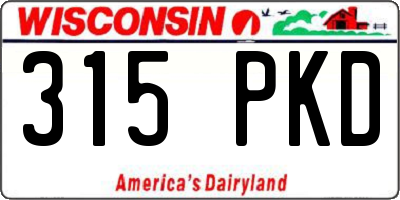 WI license plate 315PKD