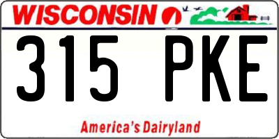 WI license plate 315PKE