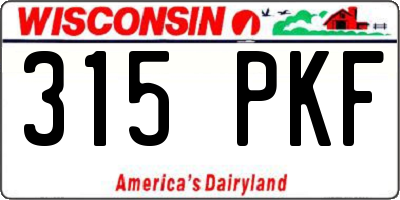 WI license plate 315PKF