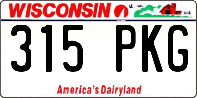 WI license plate 315PKG