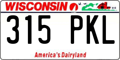 WI license plate 315PKL