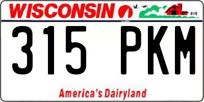 WI license plate 315PKM