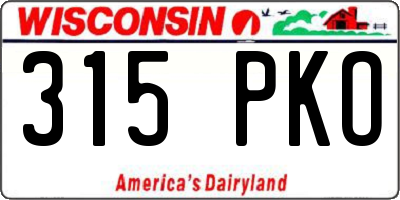 WI license plate 315PKO