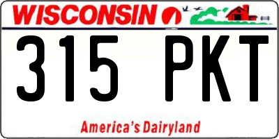 WI license plate 315PKT