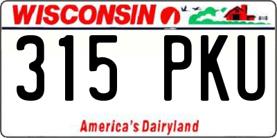 WI license plate 315PKU
