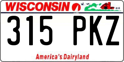 WI license plate 315PKZ