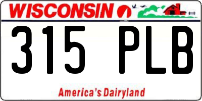 WI license plate 315PLB